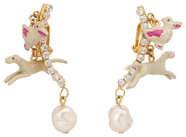 Marni Greyhound Earrings Cameo Crystal Gold