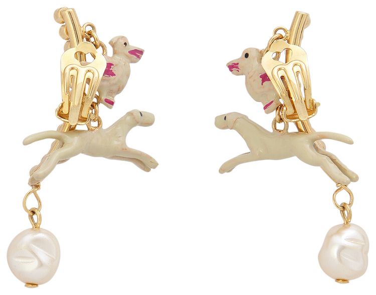 Marni Greyhound Earrings Cameo Crystal Gold