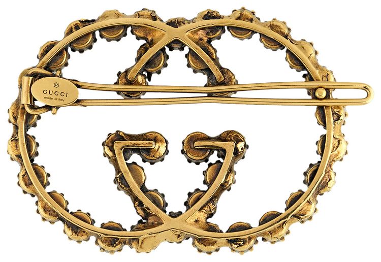 Gucci Crystal Interlocking G Hair Clip GoldMulticolor