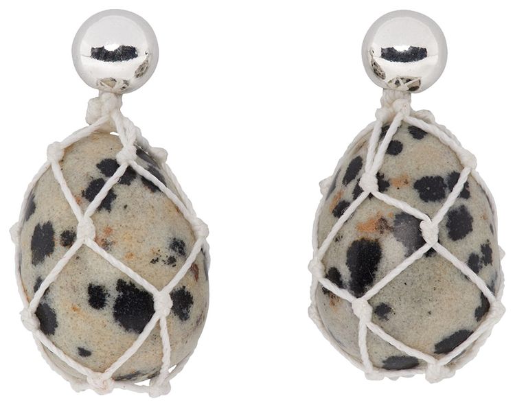 Bottega Veneta Dalmaitian Bead Earrings 'Dalmation/White'