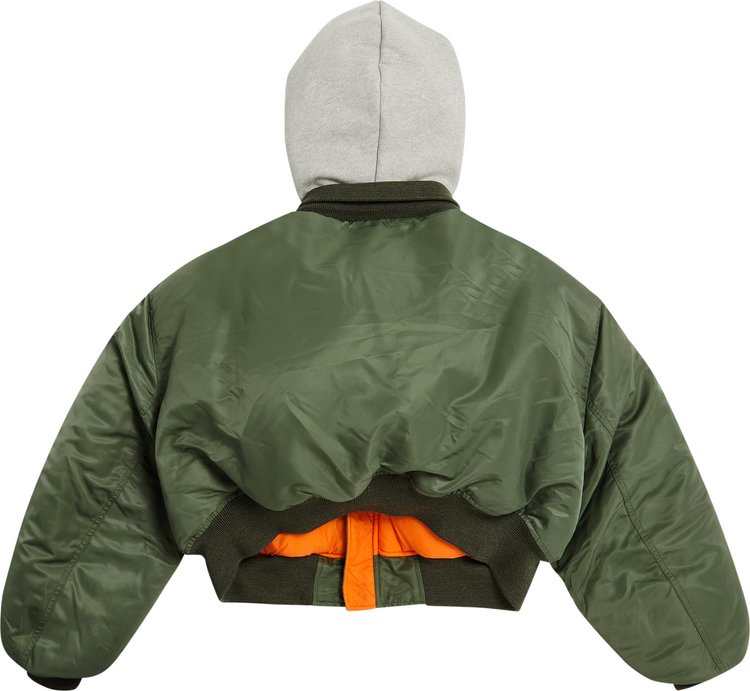 Vetements Pre Owned Cropped Hooded Bomber Green