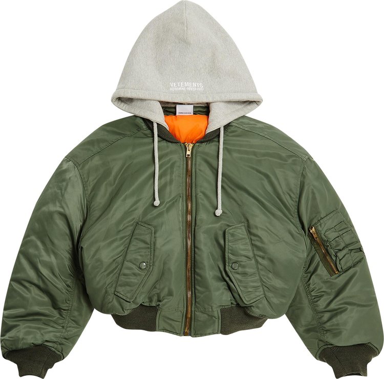 Vetements Pre-Owned Cropped Hooded Bomber 'Green'