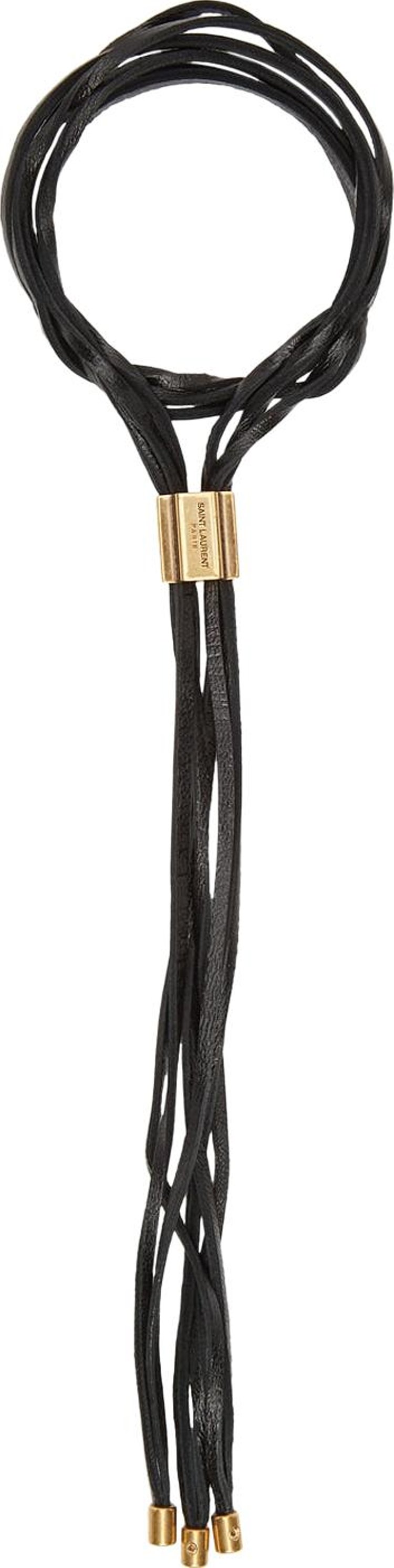 Saint Laurent Leather String Bracelet 'Black'
