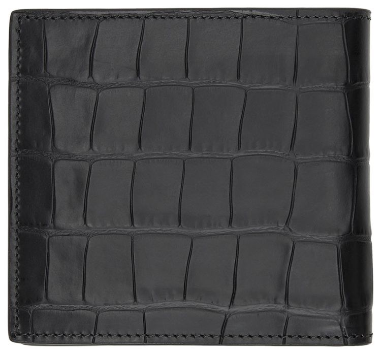 Alexander McQueen Croc Skull Bifold Wallet Black