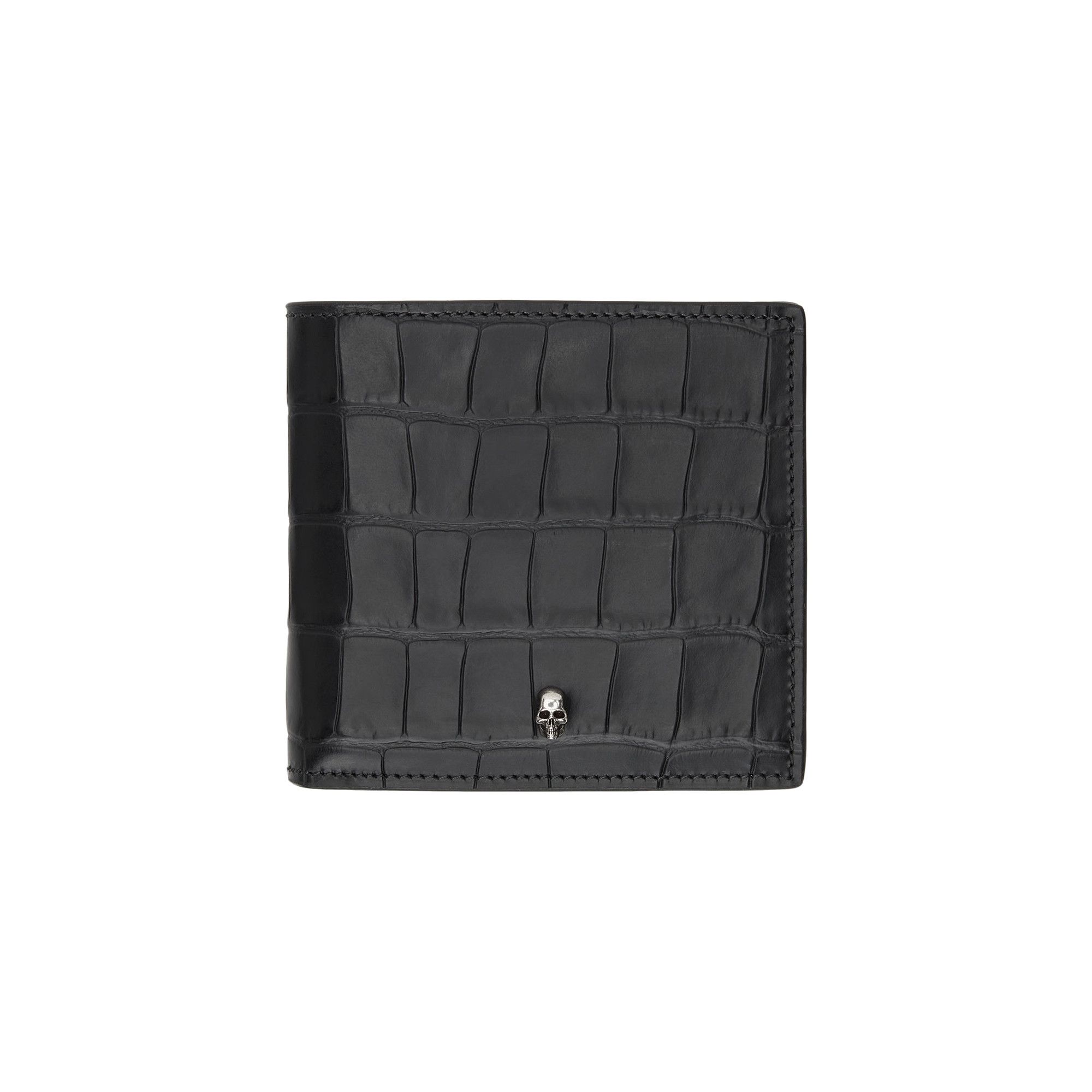 Buy Alexander McQueen Croc Skull Bifold Wallet 'Black
