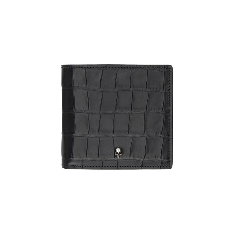 Alexander McQueen Croc Skull Bifold Wallet Black