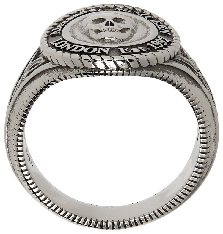 Alexander McQueen Skull Signet Ring Silver