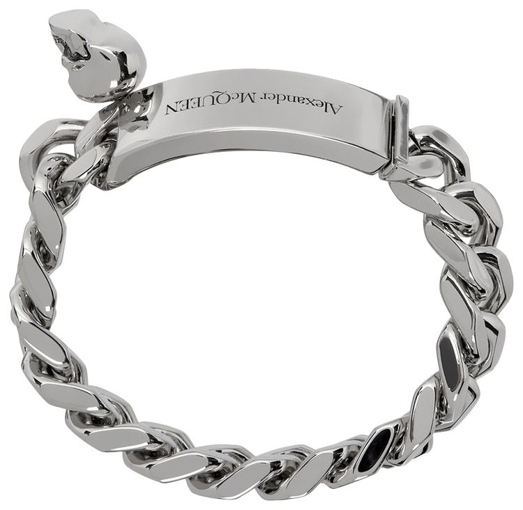 Alexander McQueen Skull Charm Curb Chain Bracelet Silver