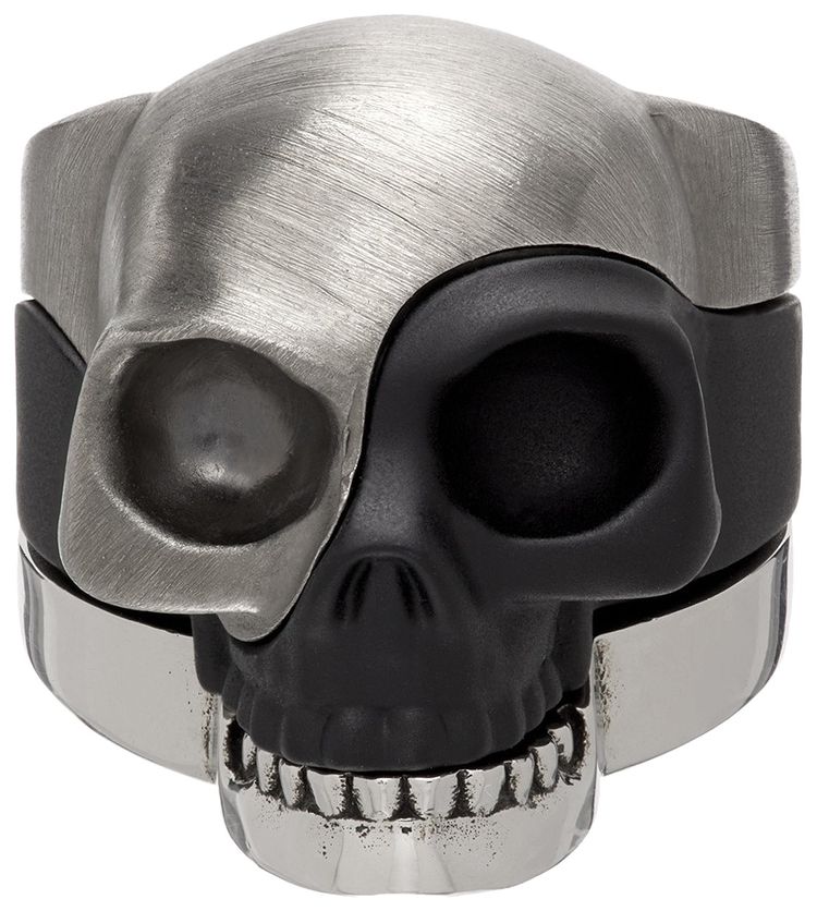 Alexander McQueen Divided Skull Ring SilverBlack