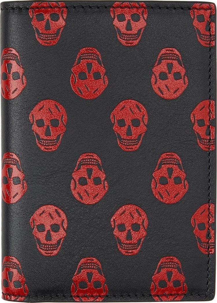 Alexander McQueen Biker Skull Bifold Card Holder 'Black/Red'