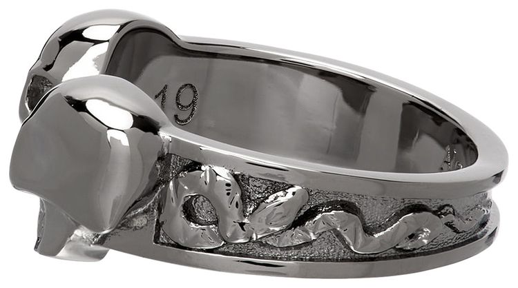 Alexander McQueen Twin Skull Ring Gunmetal