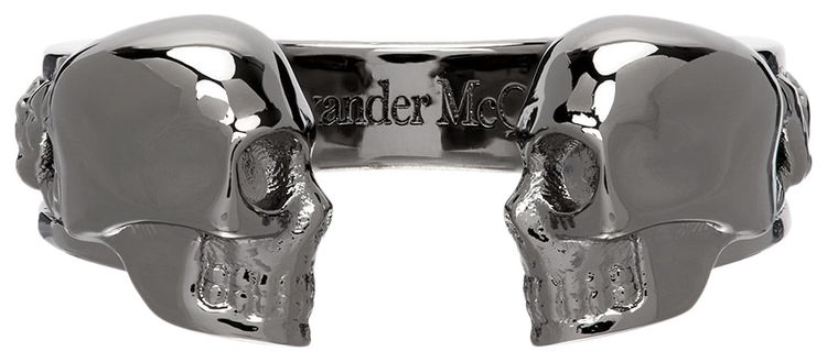 Alexander McQueen Twin Skull Ring Gunmetal