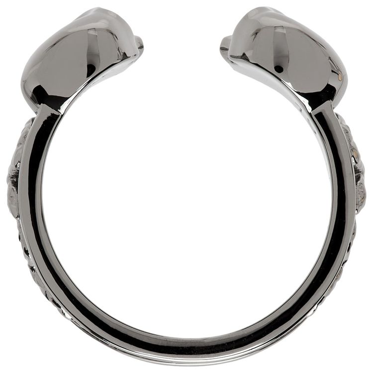Alexander McQueen Twin Skull Ring Gunmetal