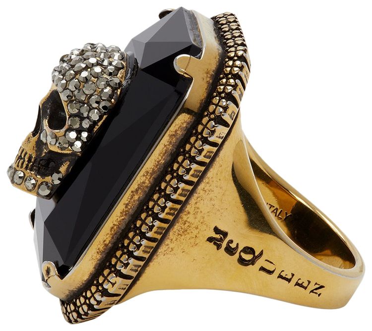 Alexander McQueen Jewelled Skull Ring Gold