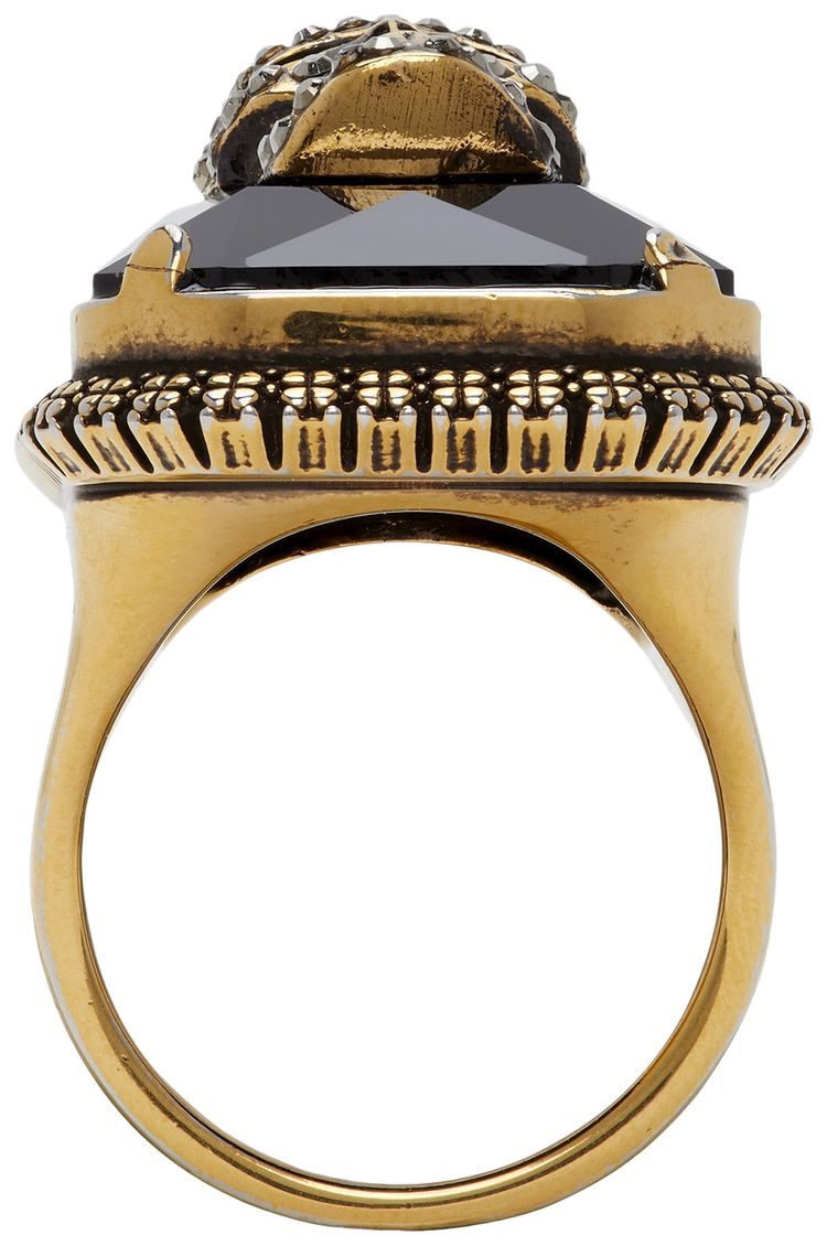 Alexander McQueen Jewelled Skull Ring Gold