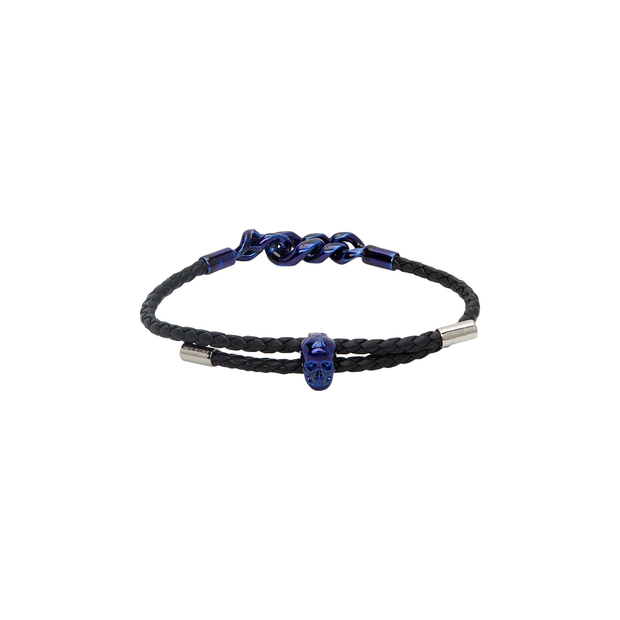 Buy Alexander McQueen Leather Chain Link Bracelet 'Black' - 0162