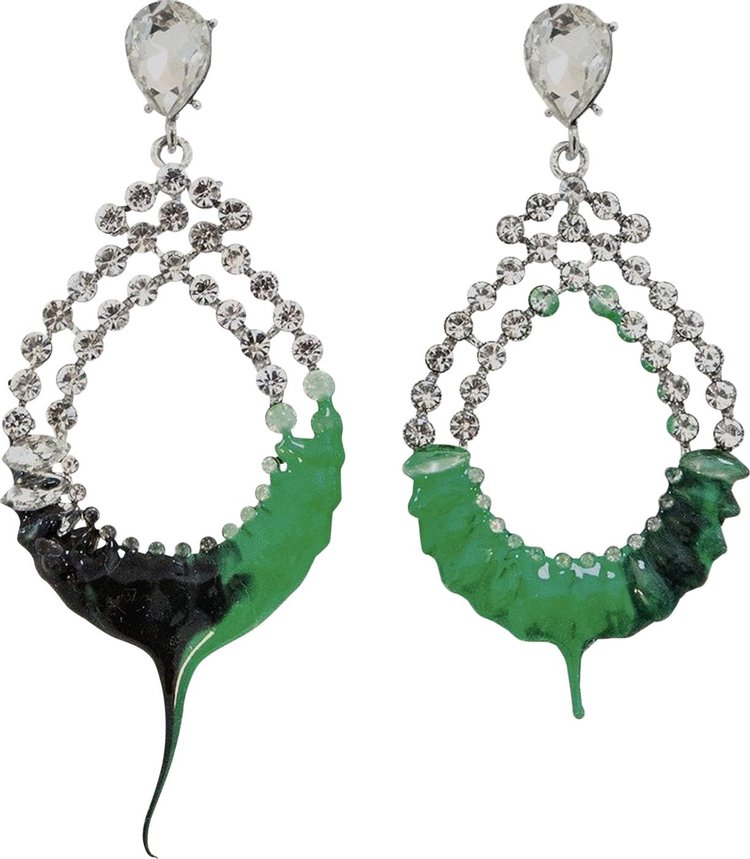 Ottolinger Diamond Dip Hoop Earrings 'Green/Black'