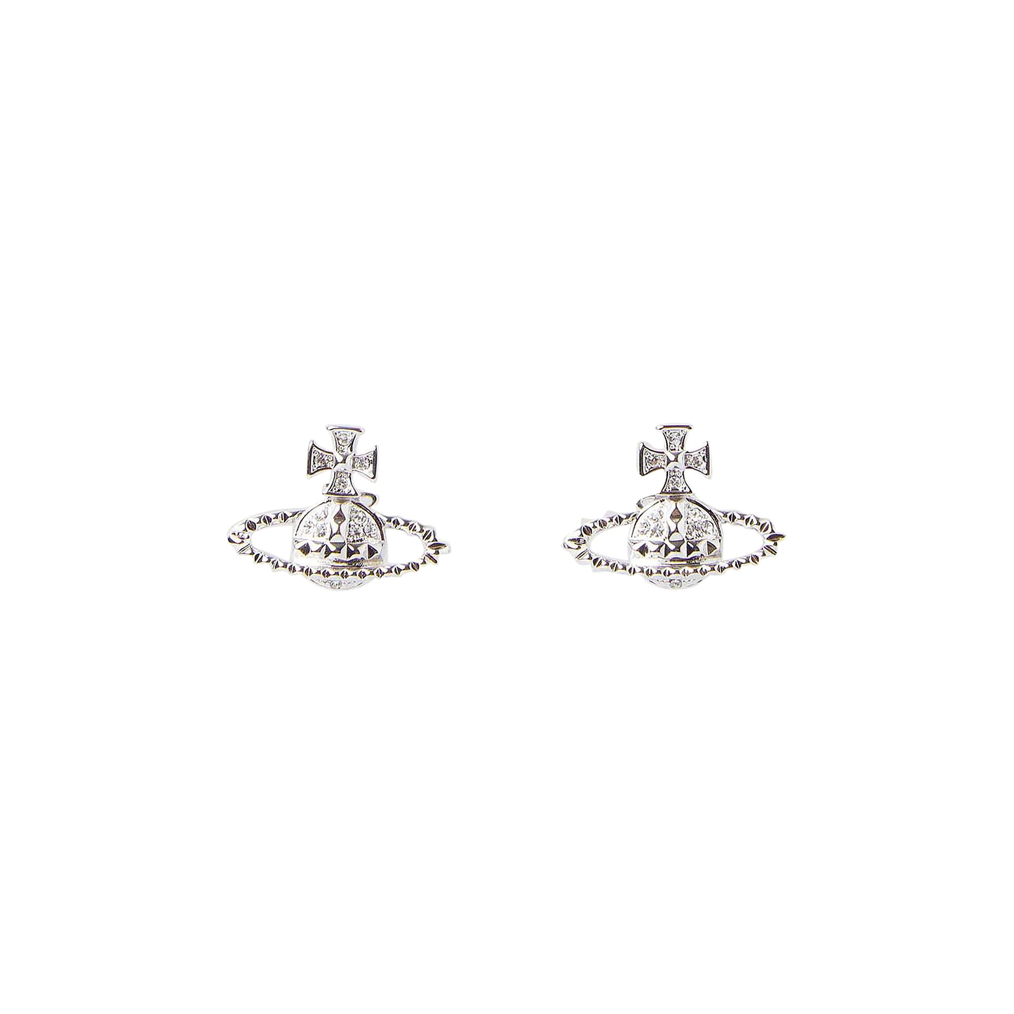 Vivienne Westwood Mayfair Bas Relief Earrings 'Rhodium Crystal' | GOAT