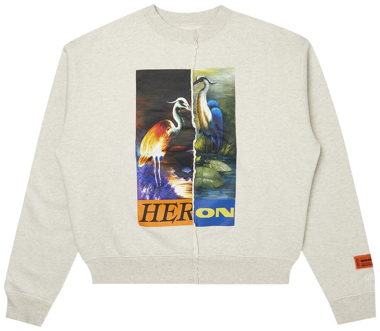 Heron Preston Crewneck Split Herons Grey Melange