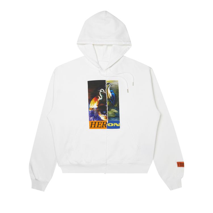 Heron Preston Split Light Herons Hoodie WhiteOrange