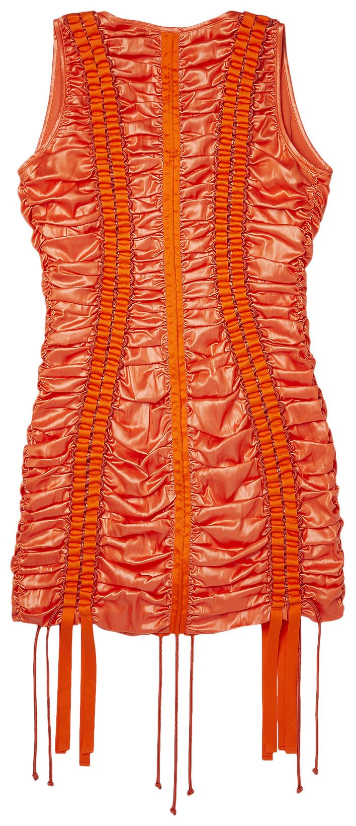 Balmain Short Zipped Lace Up Satin Dress Orange