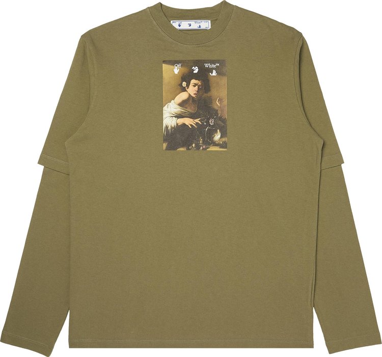 Buy Off-White Caravaggio Boy Double Sleeve Tee 'Green' - OMAB066F21JER0075584 - | GOAT