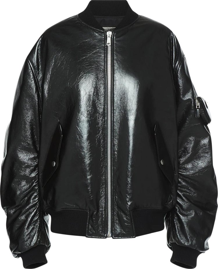 Prada Oversized Nappa Leather Bomber Jacket 'Black'