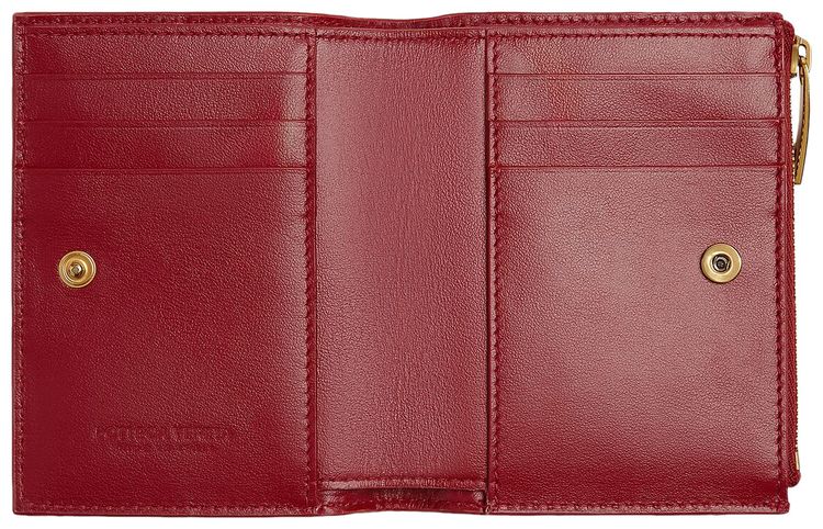 Bottega Veneta Bifold Zipped Wallet Dark Red