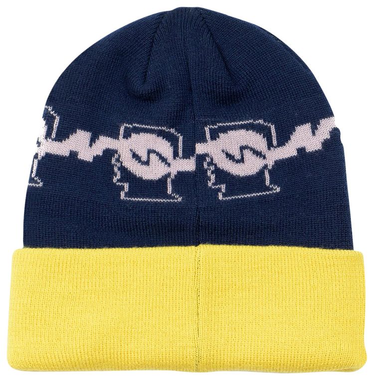 Brain Dead Running Logo Head Wool Beanie Navy
