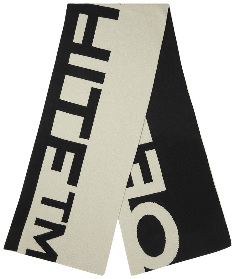 Off White Logo Felted Wool Scarf Light Grey