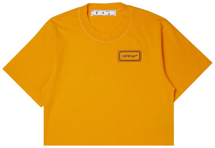 Off White Logo Patch Crop Tee Orange