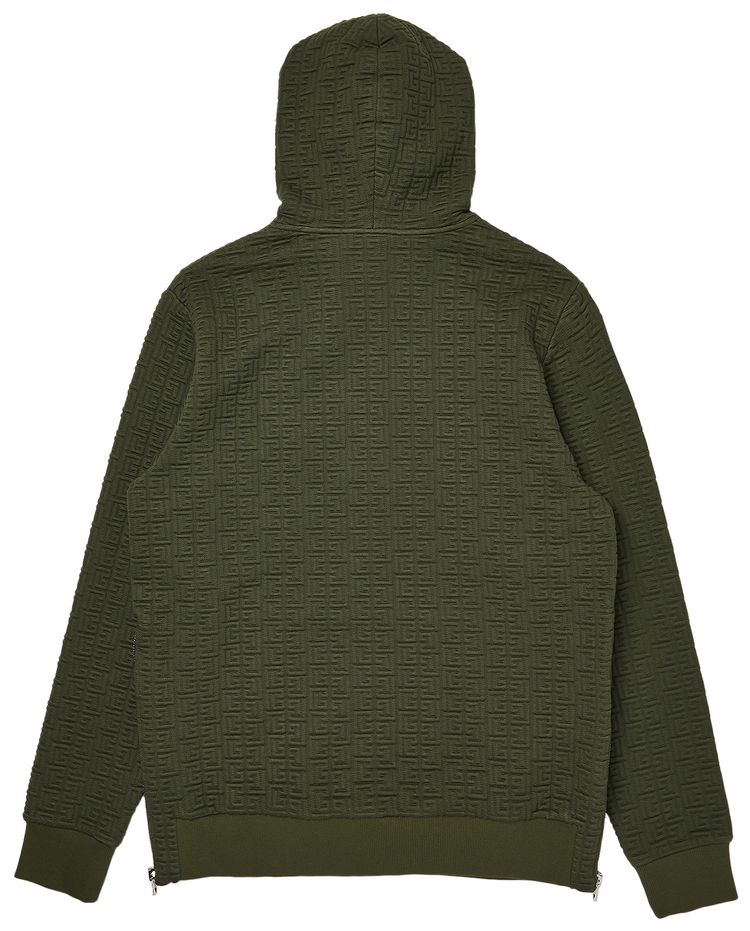 Balmain Monogram Textured Hoodie Khaki
