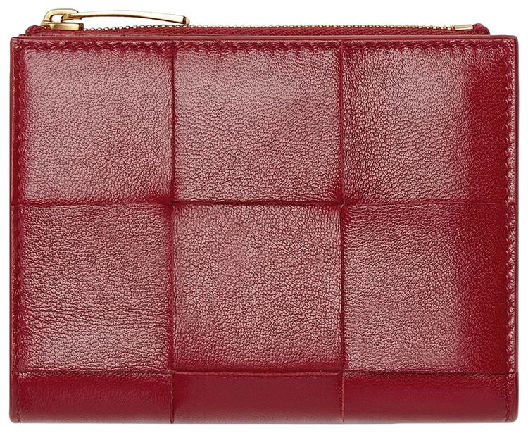 Bottega Veneta Bifold Zipped Wallet Dark Red