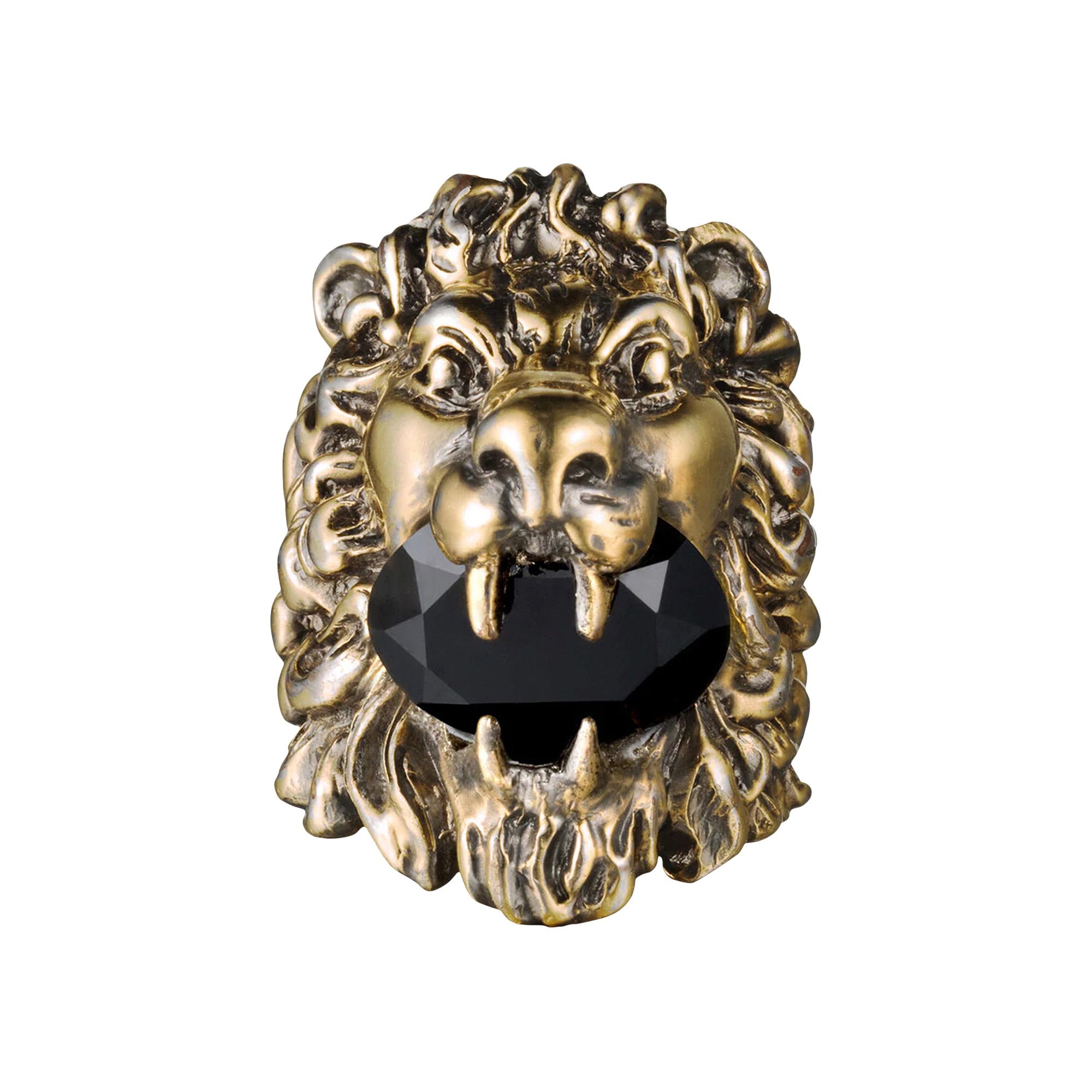 Buy Gucci Lion Head King Ring With Crystal Aged Gold Black 402763 J1D50 8029 GOAT SA