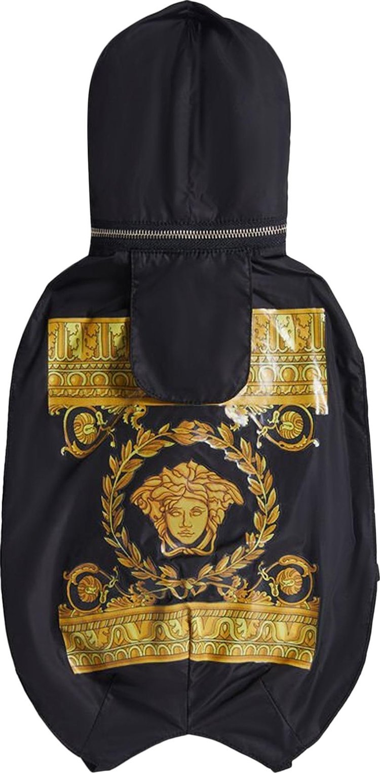 Versace Crete De Fleur Print Dog Rain Coat 'Black/Gold'