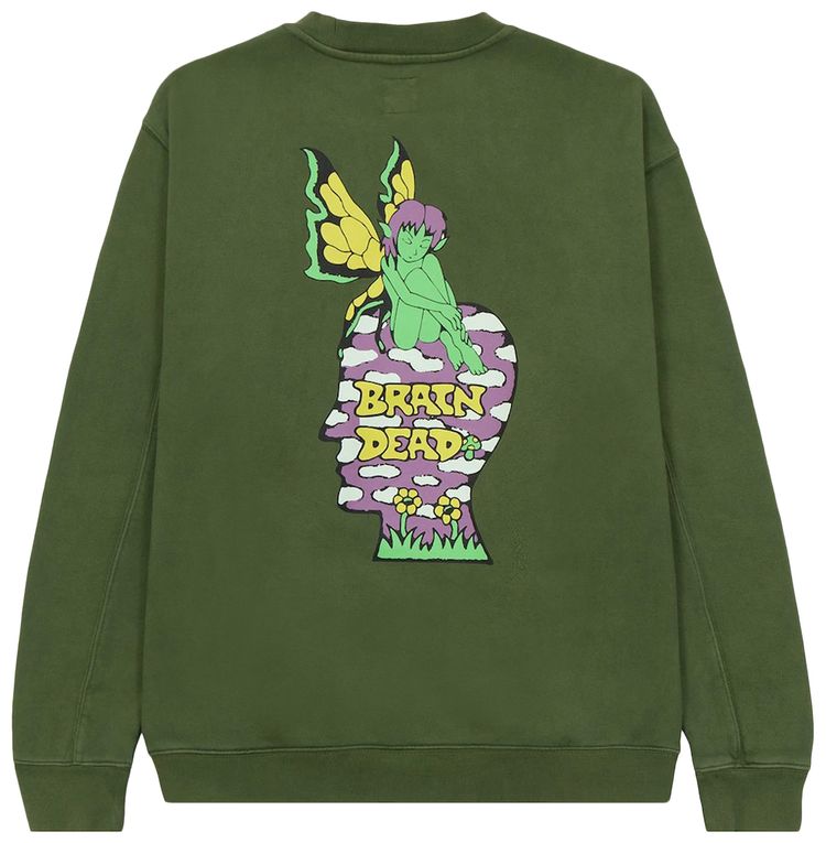 Brain Dead Mushroom House Crewneck Olive