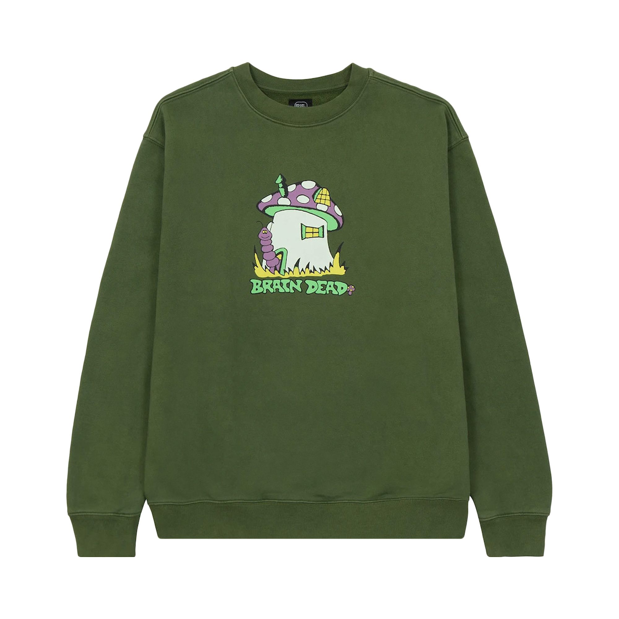 Buy Brain Dead Mushroom House Crewneck 'Olive