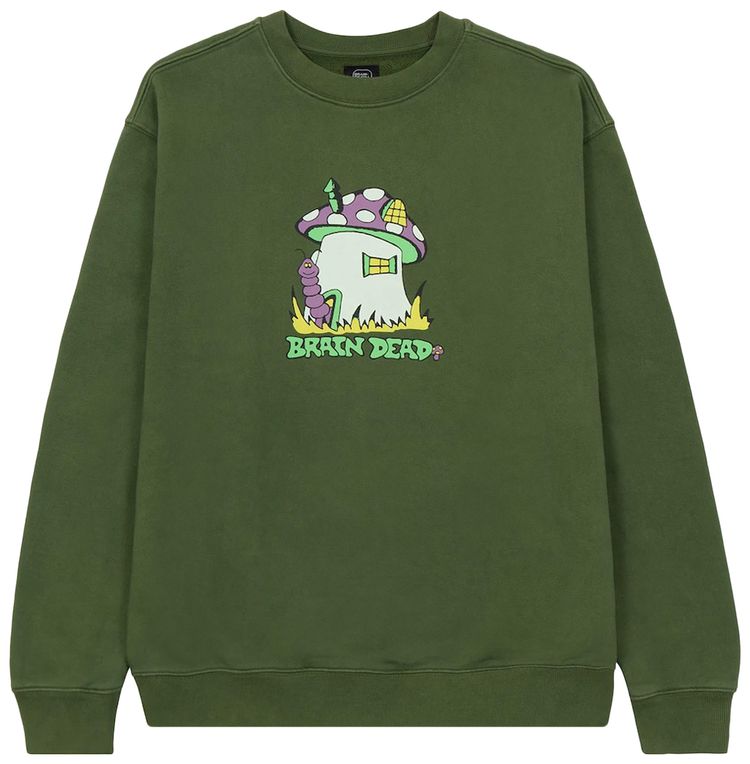 Brain Dead Mushroom House Crewneck Olive