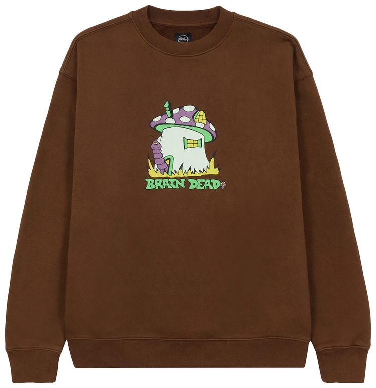 Brain Dead Mushroom House Crewneck Brown