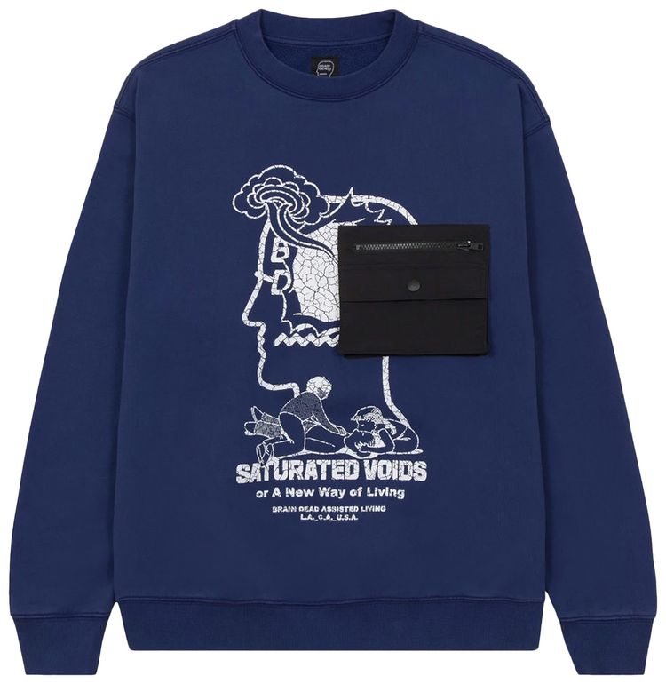 Brain Dead Saturated Voids Crewneck Vintage Wash Blue