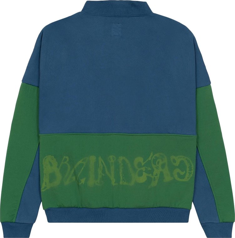 Brain Dead Sinister Screw Overlay Half Zip Fleece Mallard Green