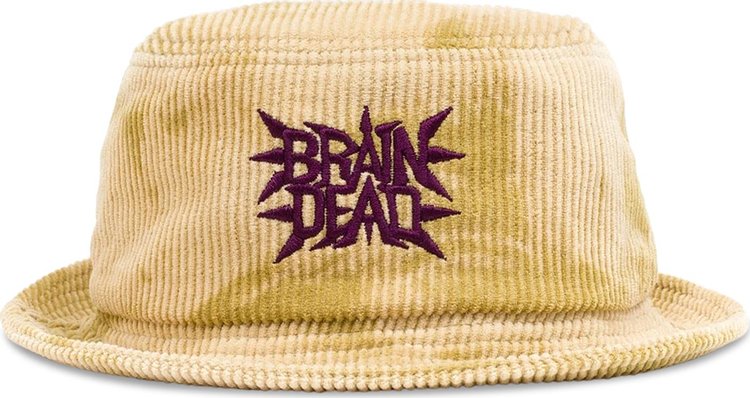 Brain Dead Spikey Bleached Cord Bucket Hat Gold