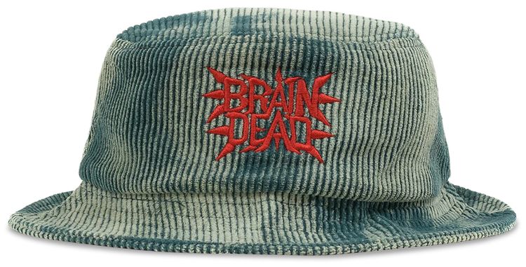 Brain Dead Spikey Bleached Cord Bucket Hat Mallard Green