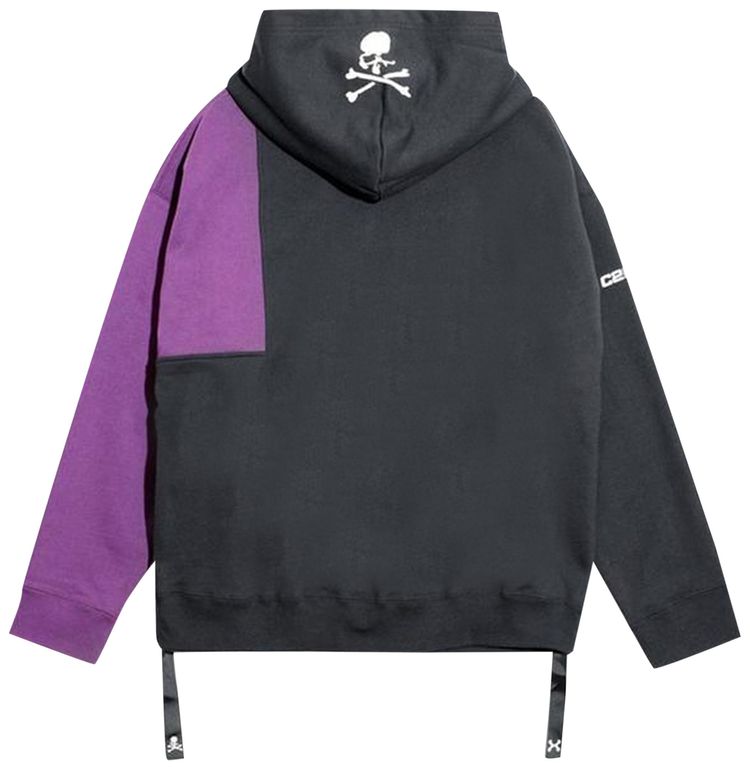 C2H4 x Mastermind Japan x Alpha Industries Patchwork Hoodie BlackPurple
