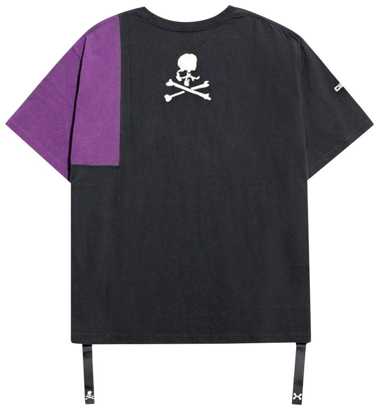 C2H4 x Mastermind Japan x Alpha Industries Patchwork Logo Print T Shirt BlackPurple