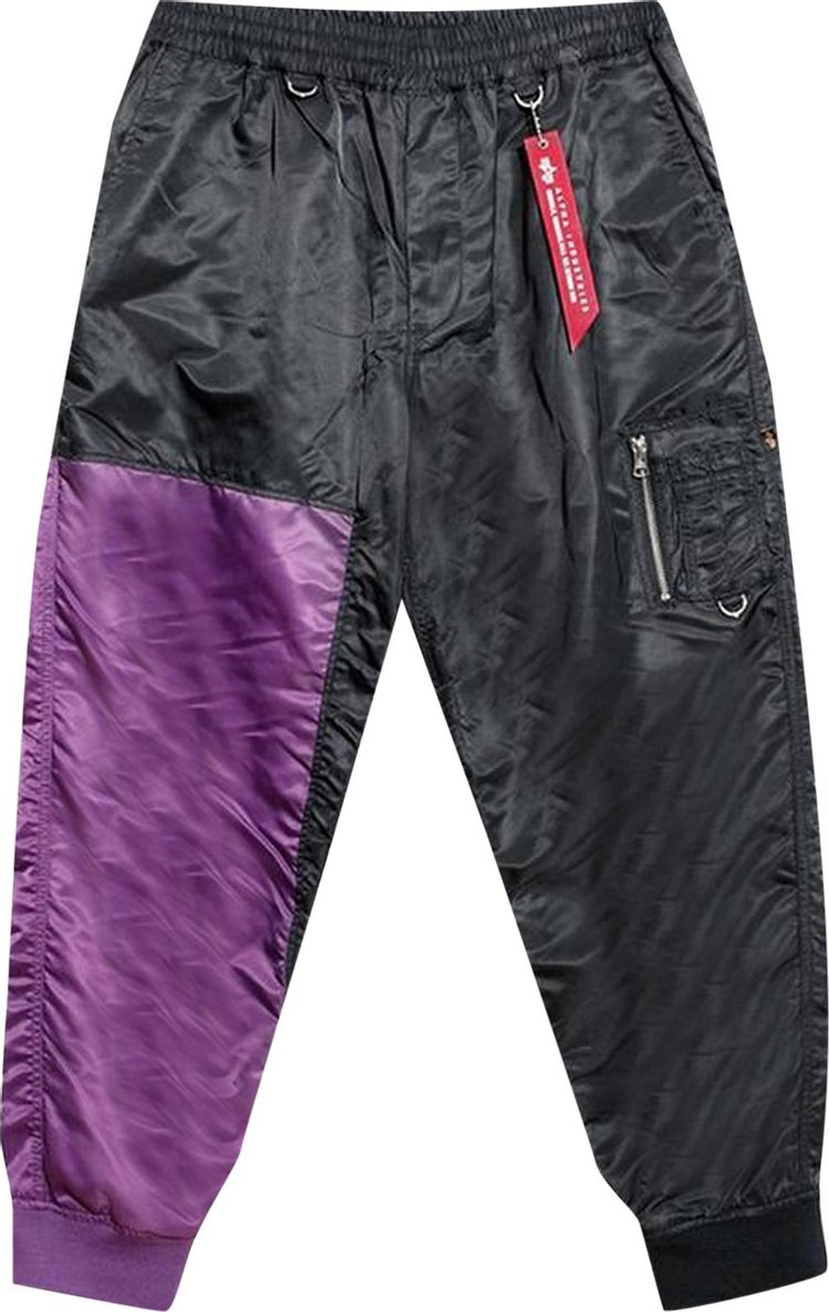 C2H4 x Mastermind Japan x Alpha Industries Patchwork Sweatpants 'Black/Purple'
