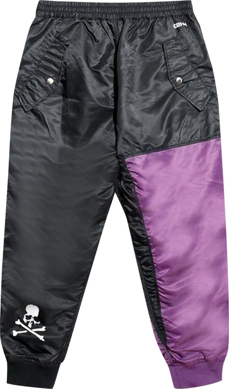 C2H4 x Mastermind Japan x Alpha Industries Patchwork Sweatpants BlackPurple