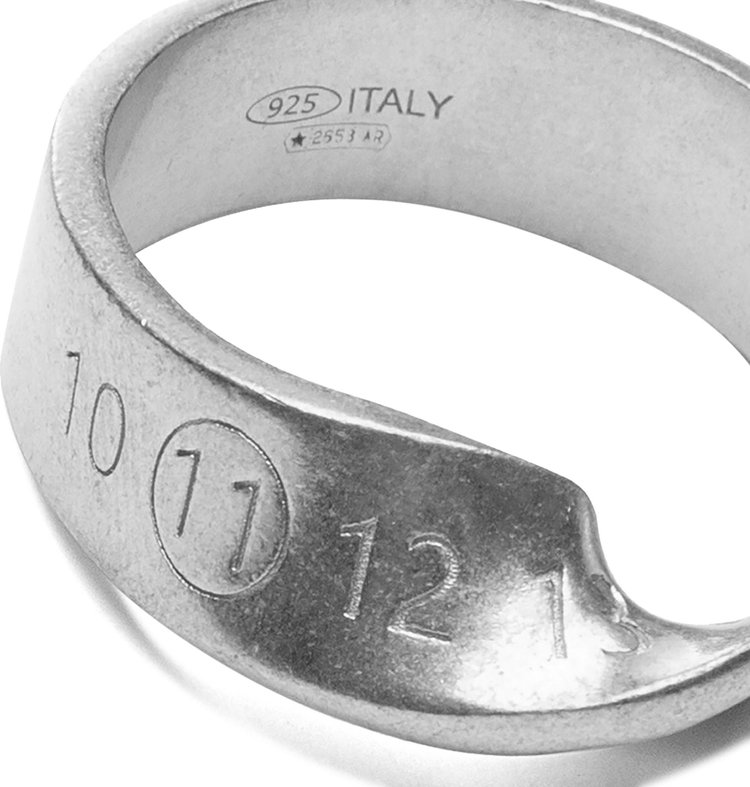 Maison Margiela Logo Engraved Twist Ring Silver