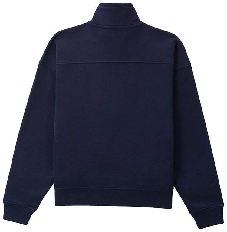 Sporty  Rich Script Logo Quarter Zip NavyWhite