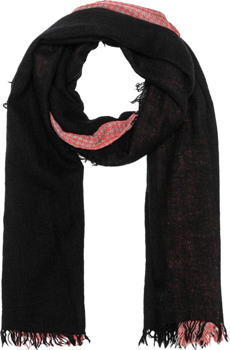 Yohji Yamamoto Two Tone Needle Punch Scarf BlackRed